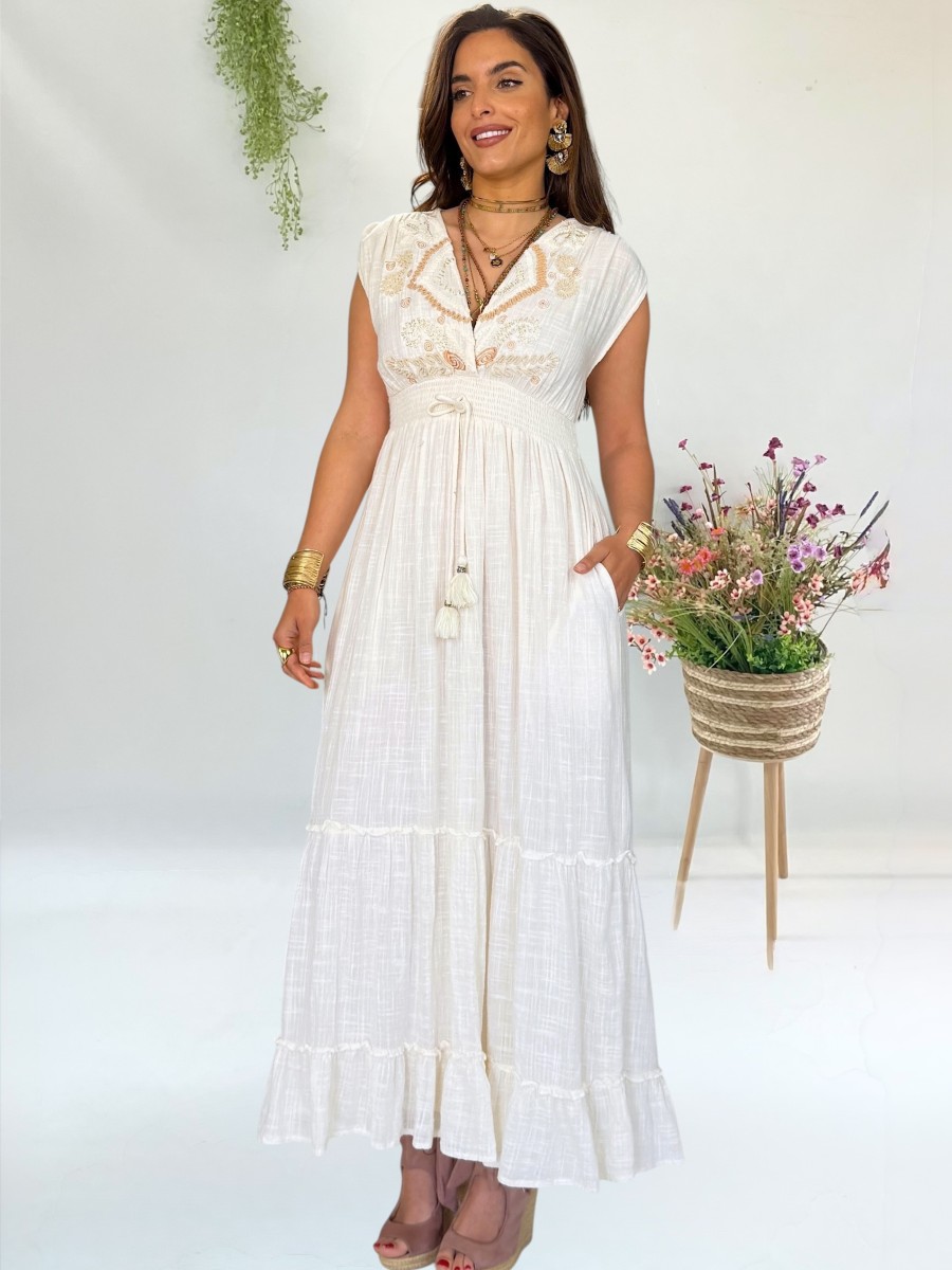 Vestido Lisa blanco roto