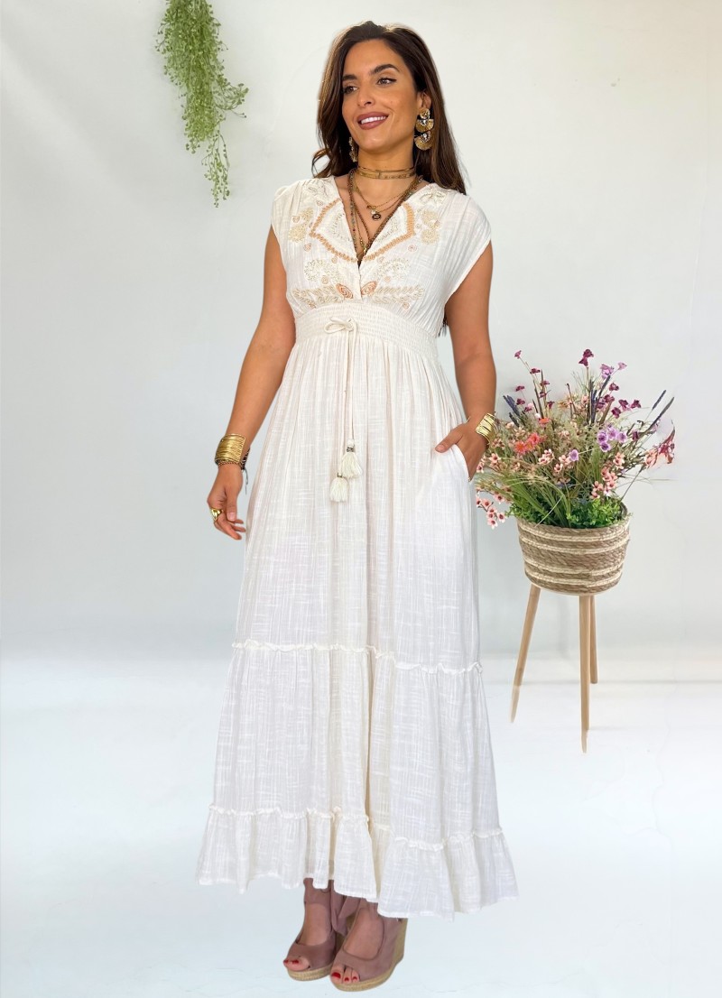 Vestido Lisa blanco roto