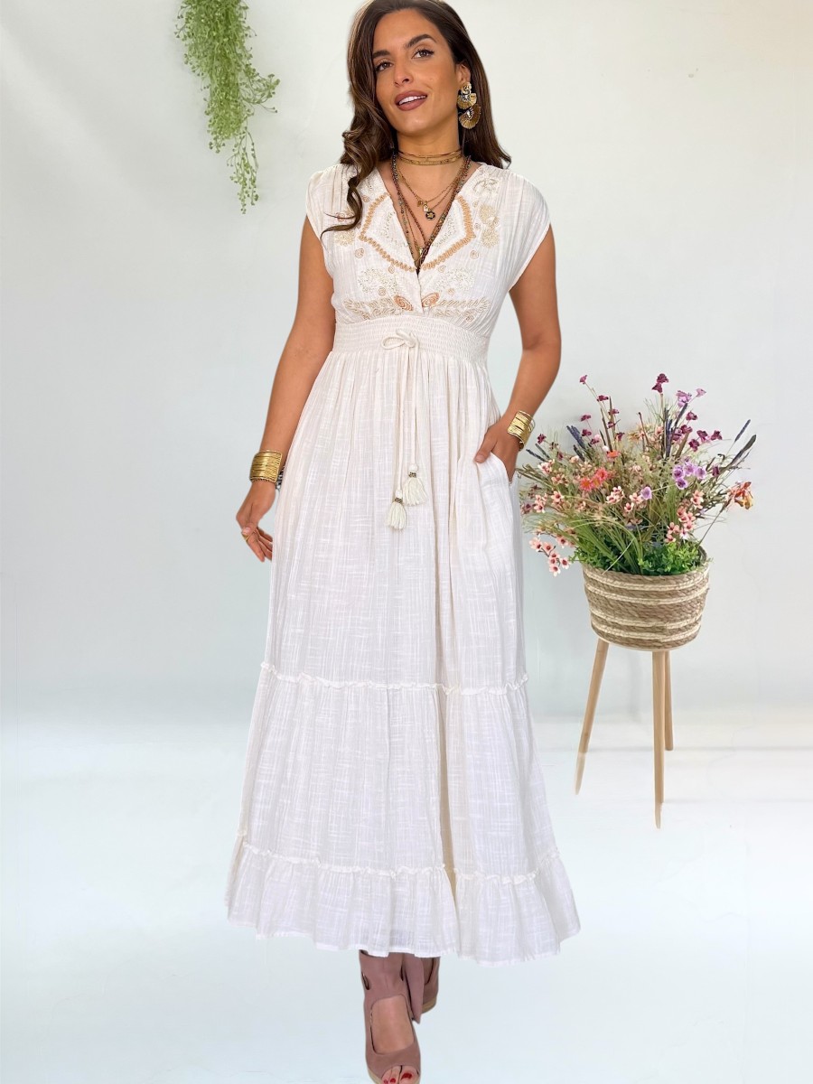 Vestido Lisa blanco roto