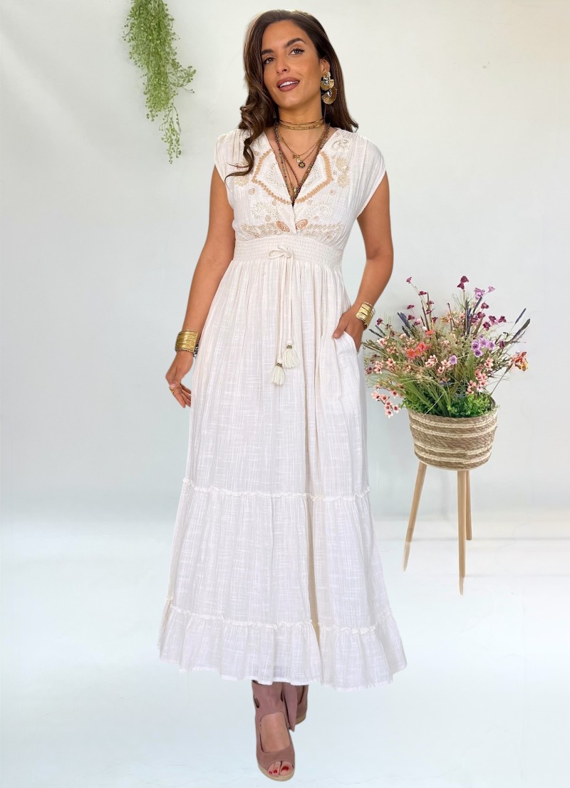 Vestido Lisa blanco roto