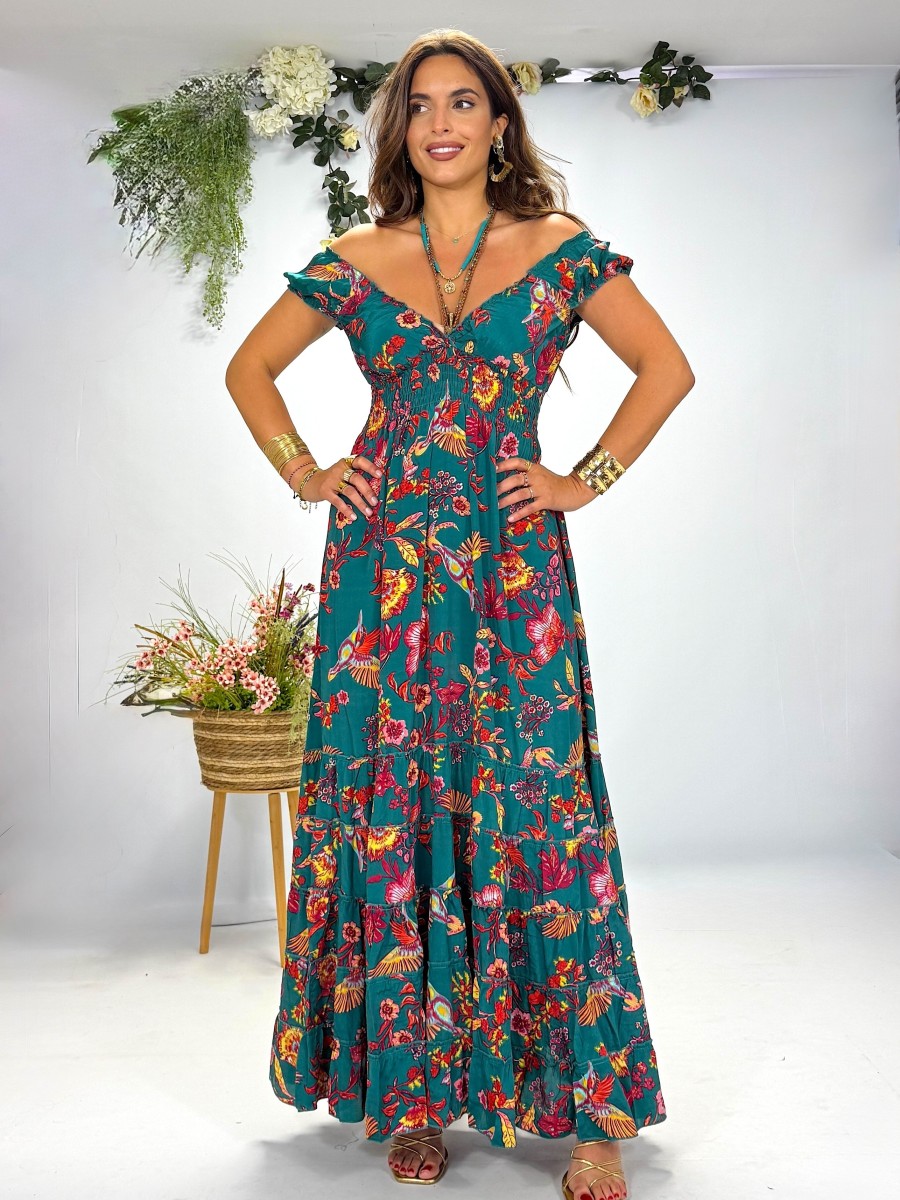 Vestido Lena fondo verde Trilce