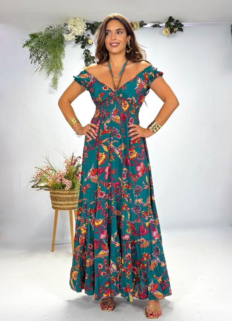 Vestido Lena fondo verde Trilce