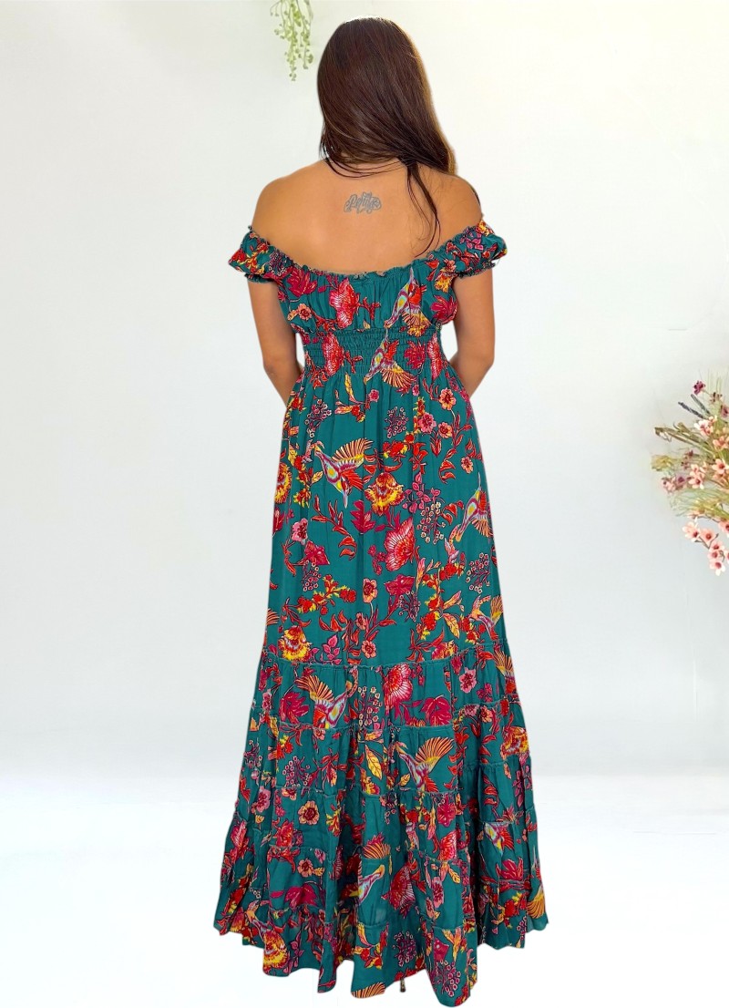 Vestido Lena fondo verde Trilce