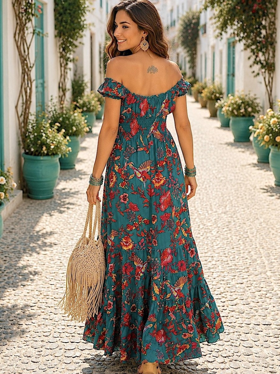 Vestido Lena fondo verde Trilce