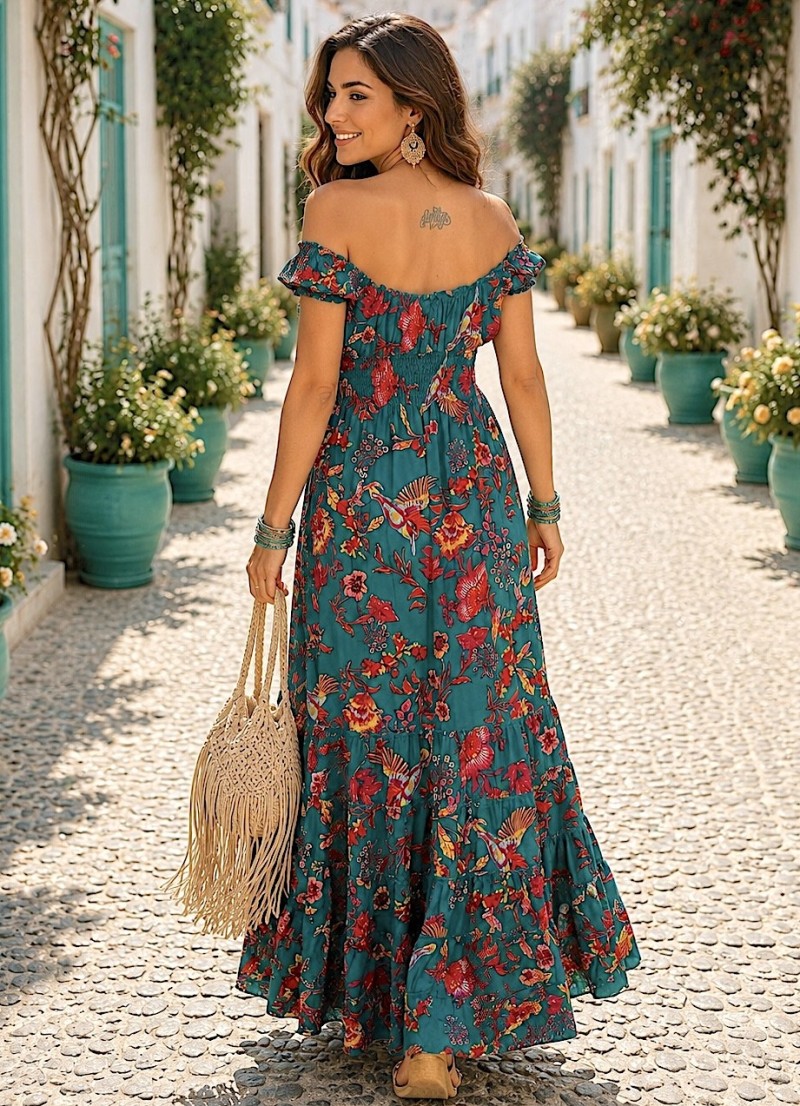 Vestido Lena fondo verde Trilce
