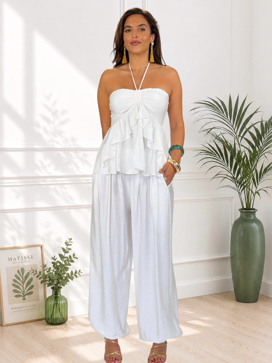 Conjunto top y pantalón blanco