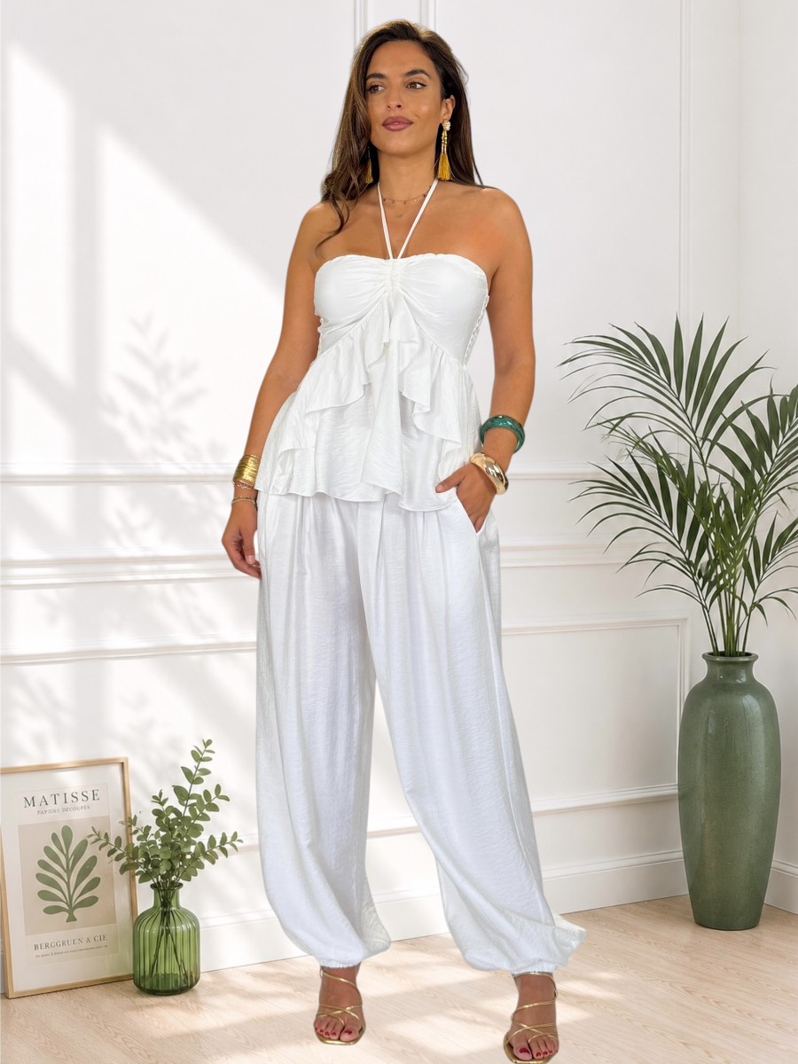 Conjunto top y pantalón blanco