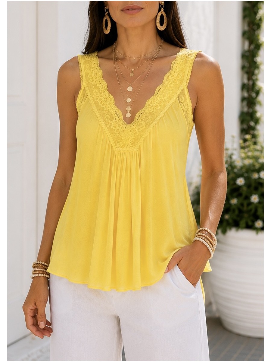 Top lencero efecto lavado amarillo