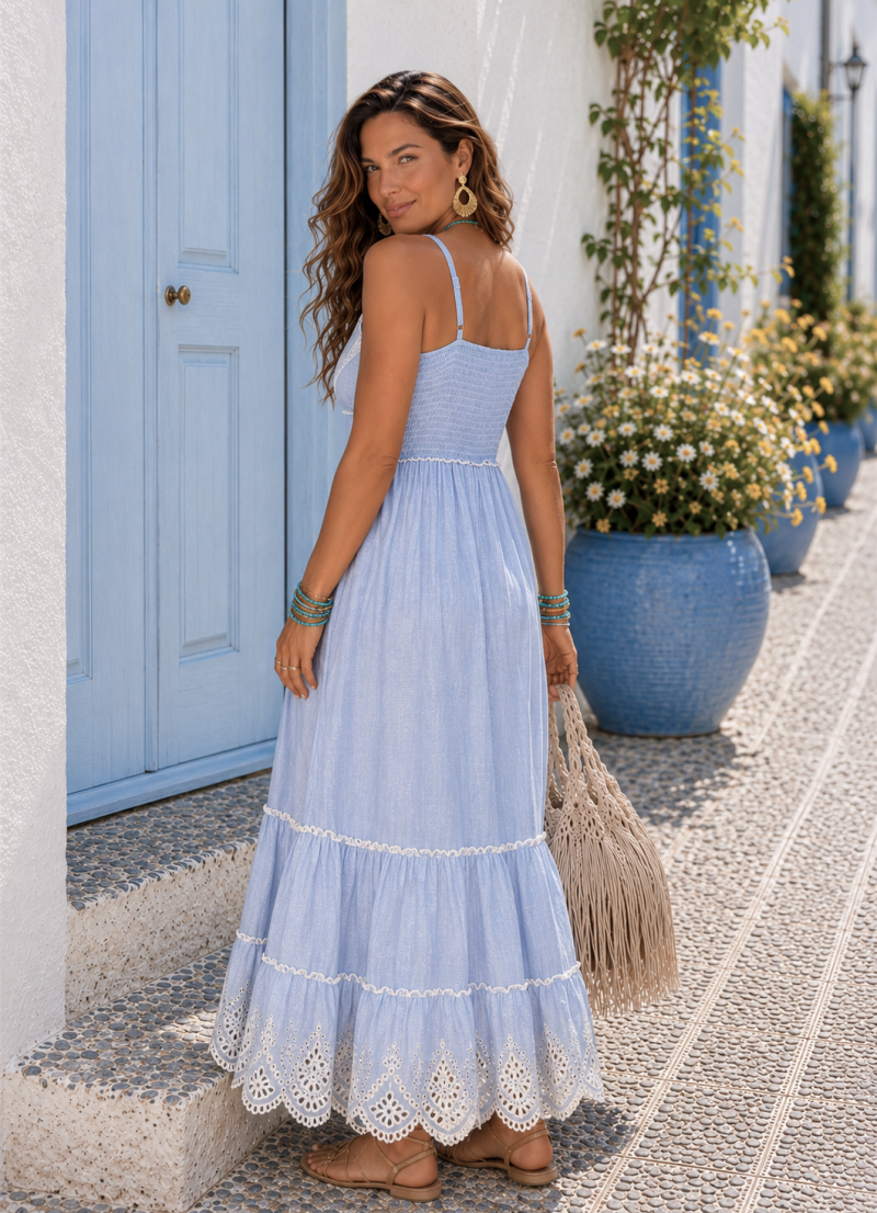 Vestido Gia bordados blancos