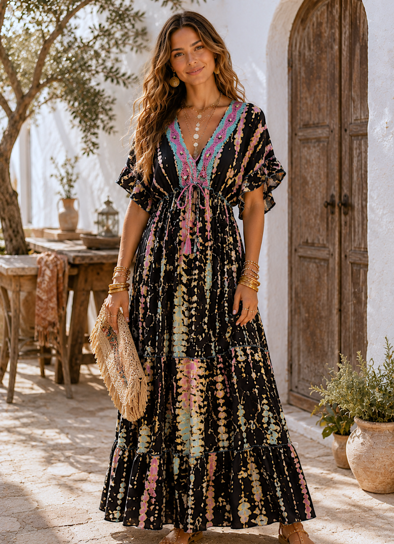 Vestido Izar escote de pedrería