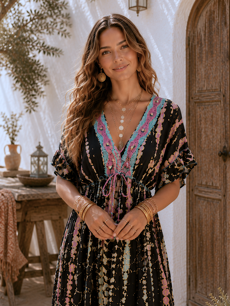 Vestido Izar escote de pedrería