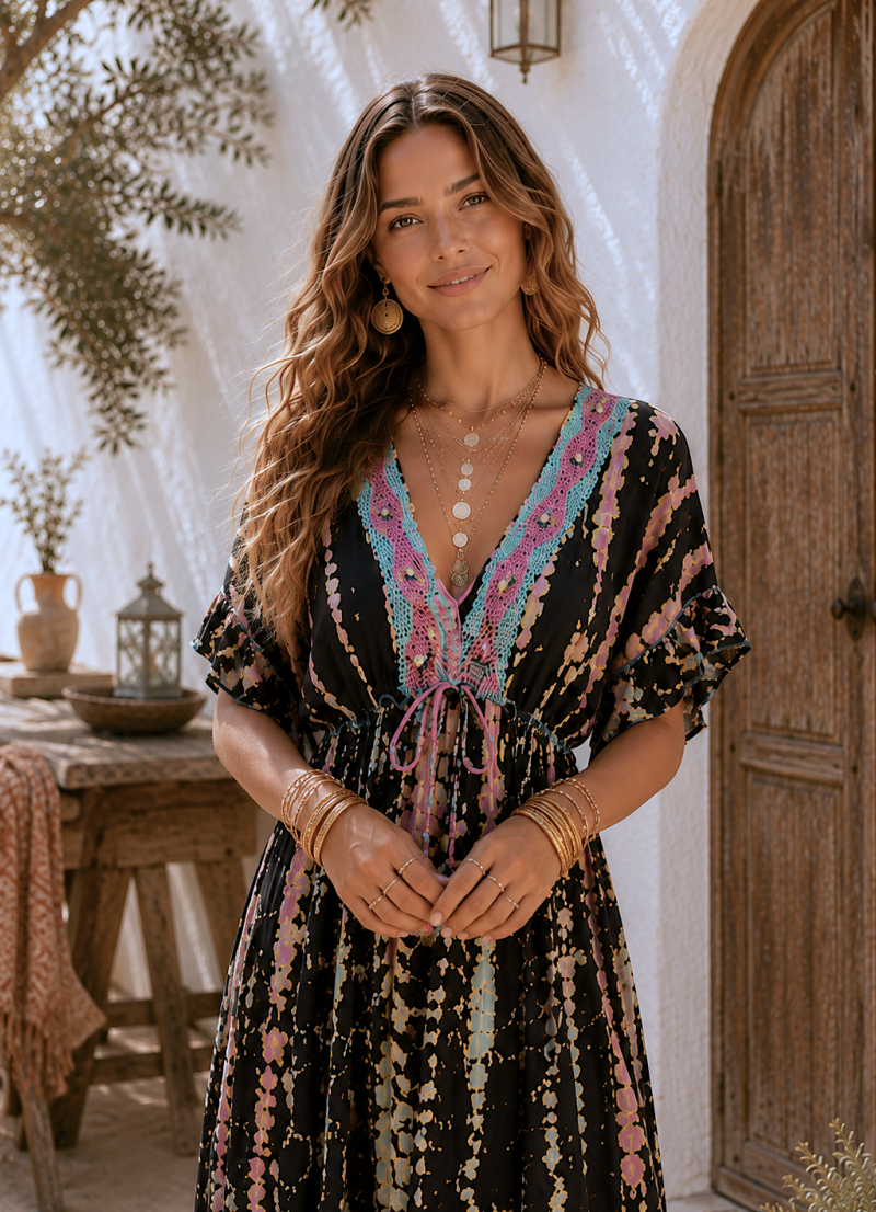 Vestido Izar escote de pedrería