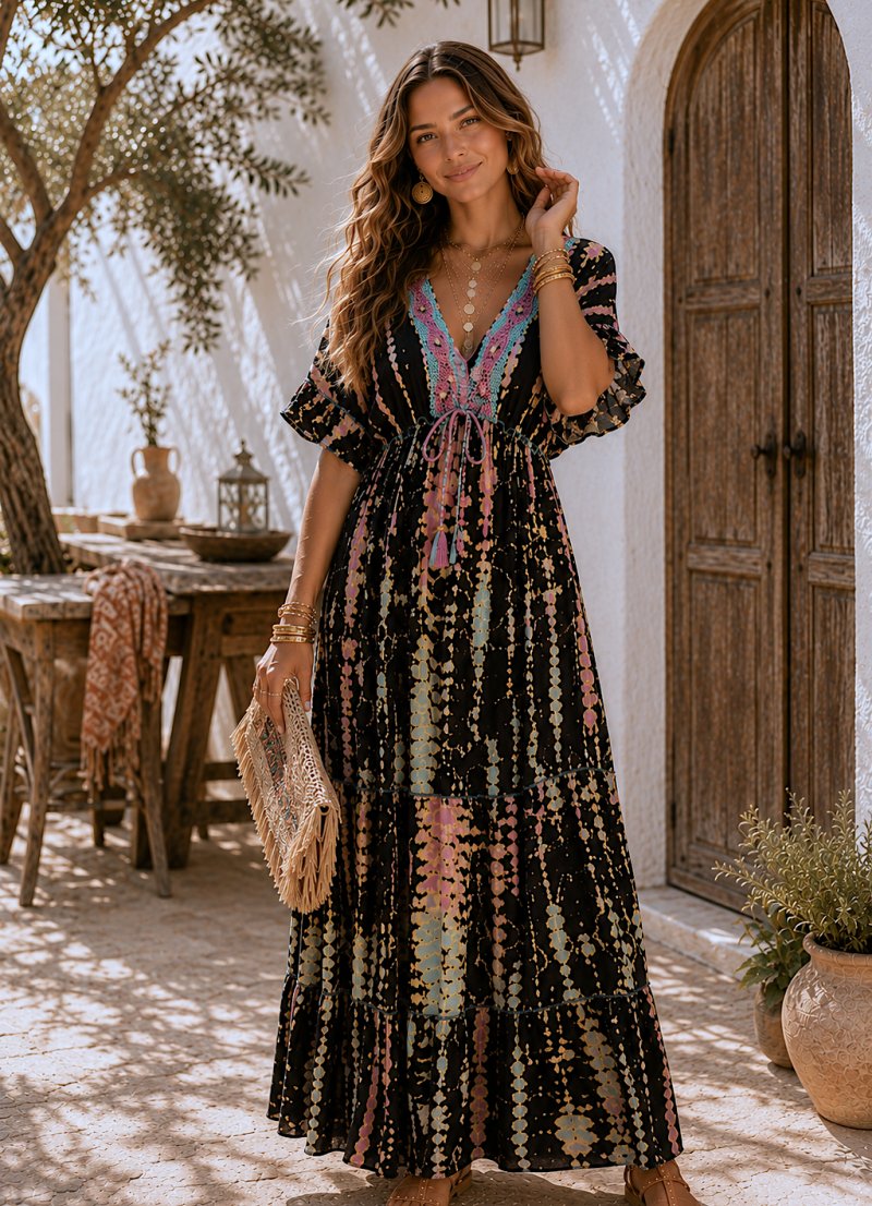 Vestido Izar escote de pedrería