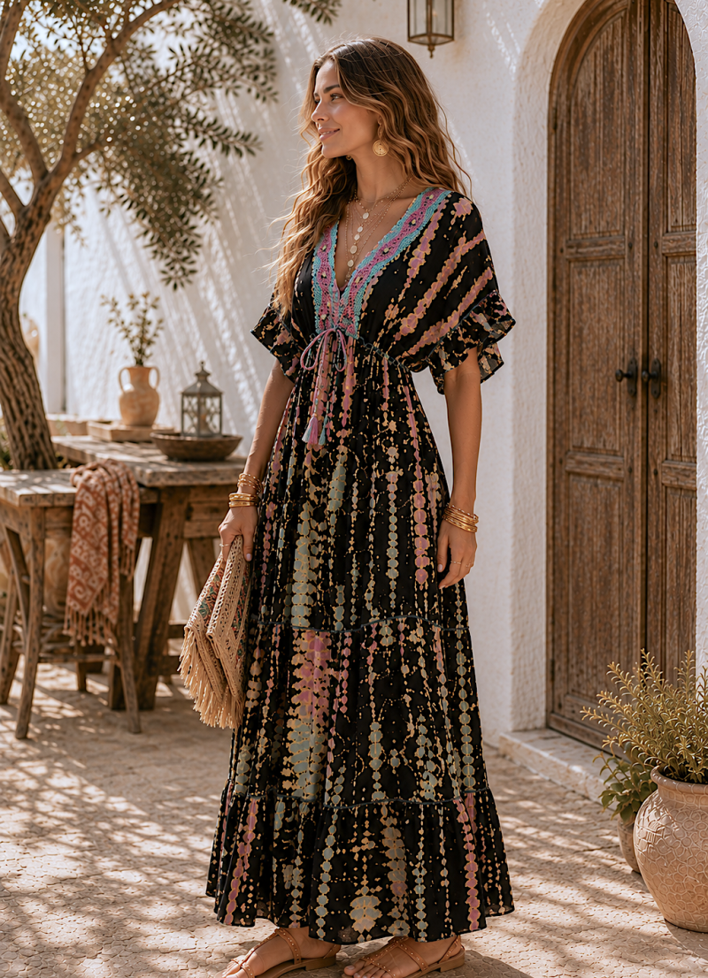 Vestido Izar escote de pedrería