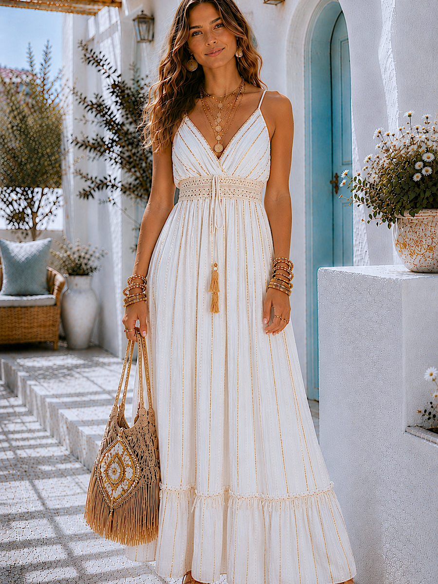 Vestido Freda blanco roto