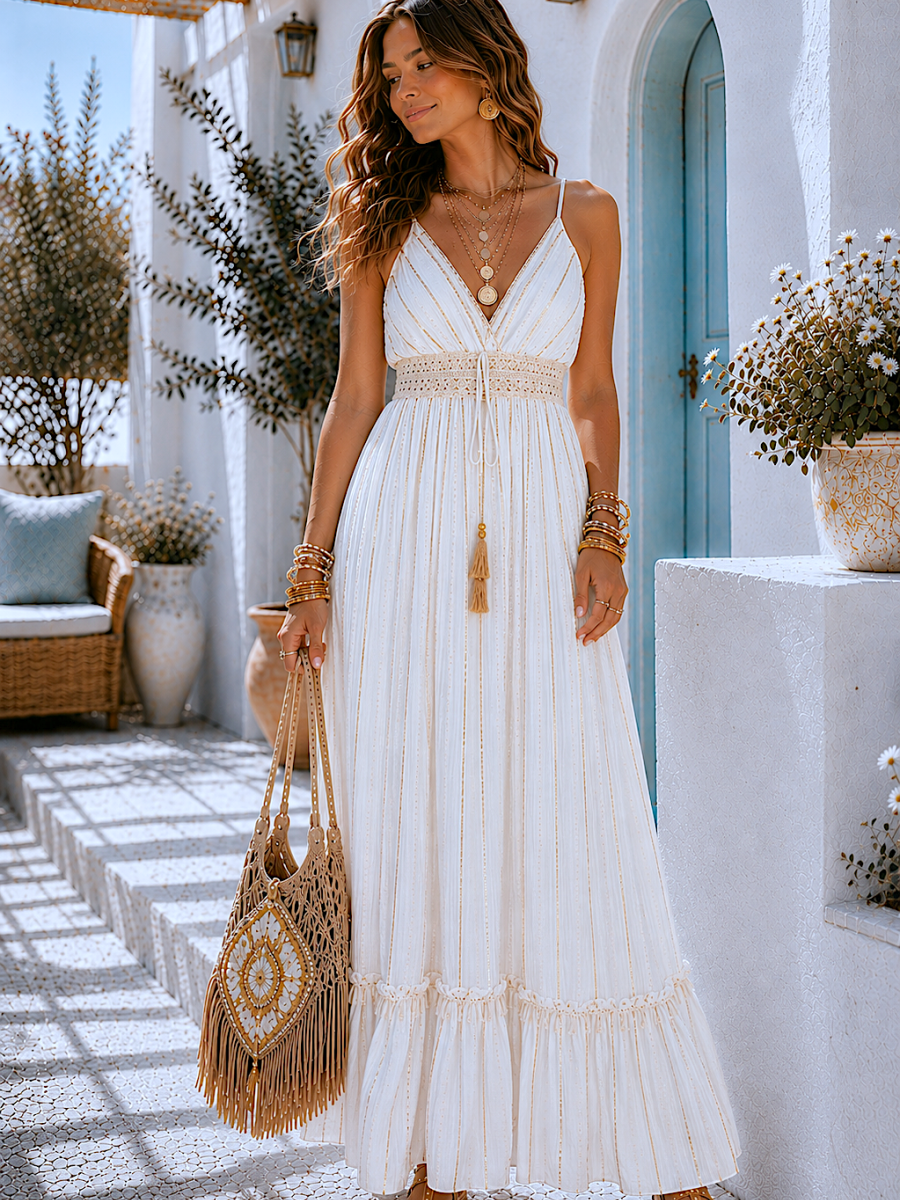 Vestido Freda blanco roto