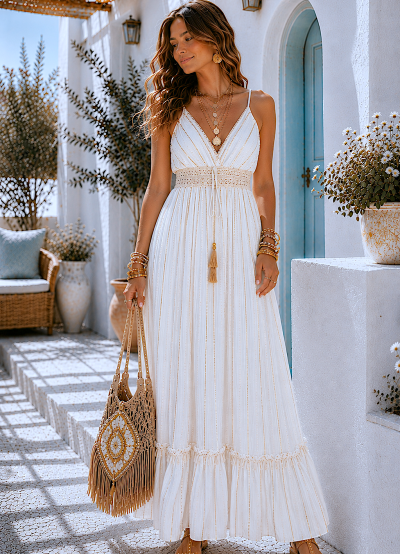 Vestido Freda blanco roto