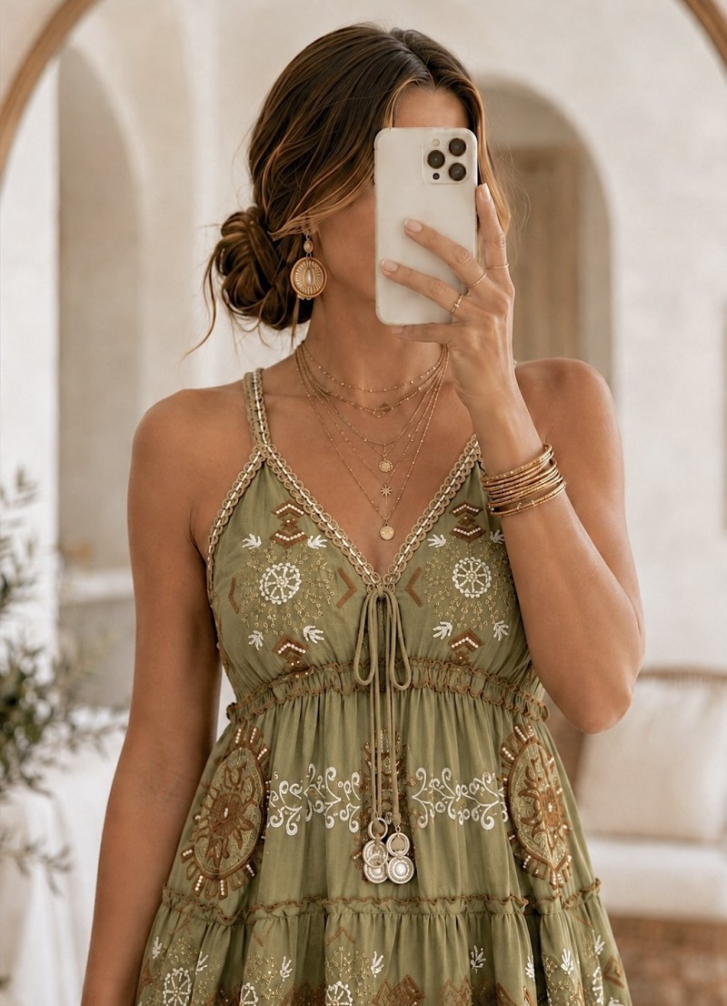 Vestido Andy verde con bordados