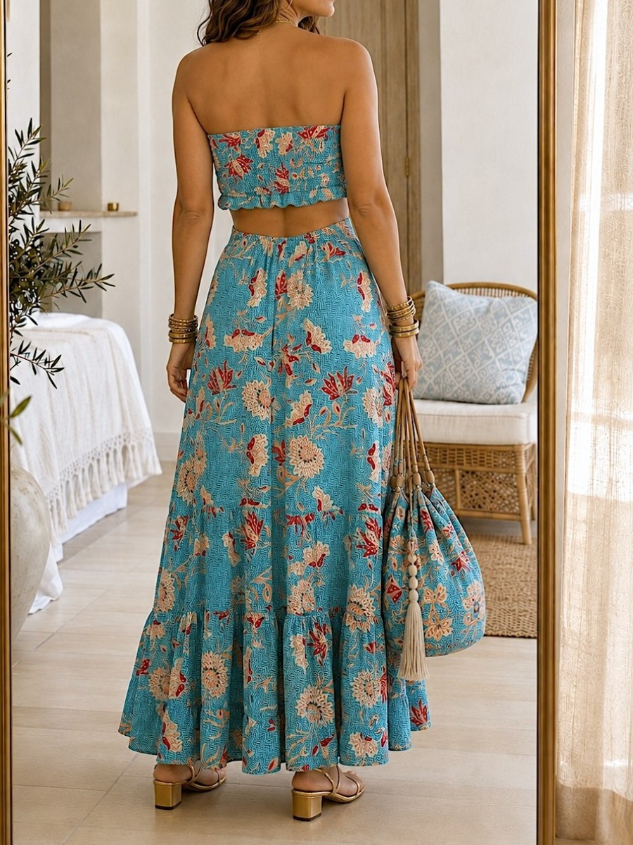 Vestido trikini estampado azul