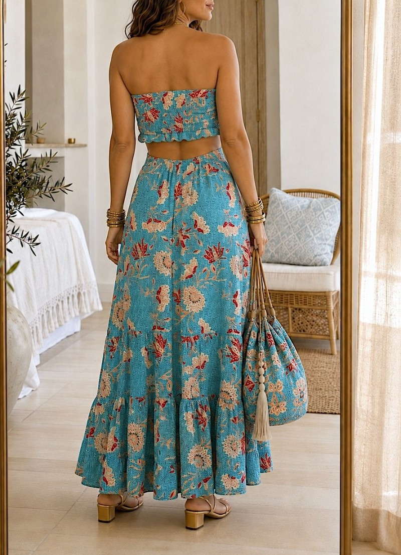 Vestido trikini estampado azul