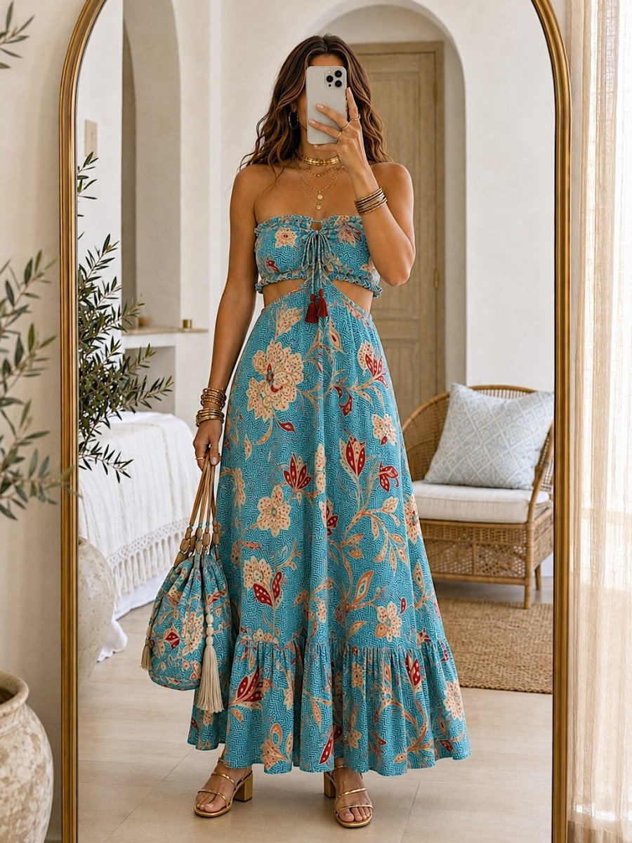 Vestido trikini estampado azul