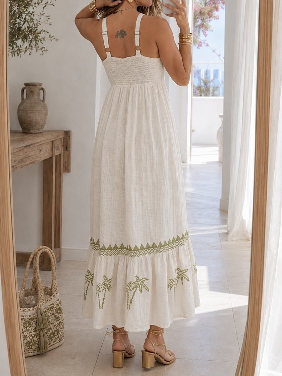 Vestido Palmeras bordadas