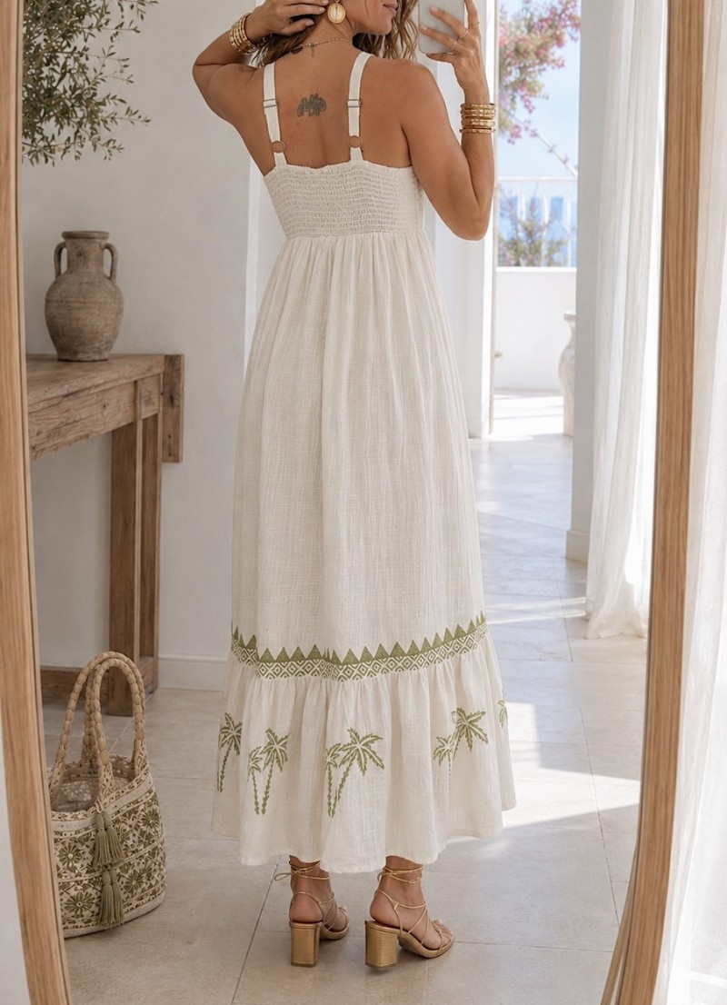 Vestido Palmeras bordadas