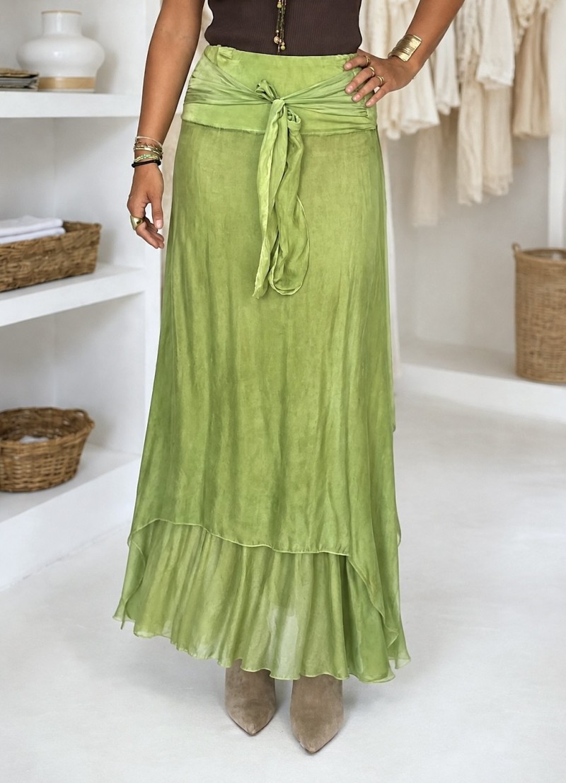 Falda Seda verde