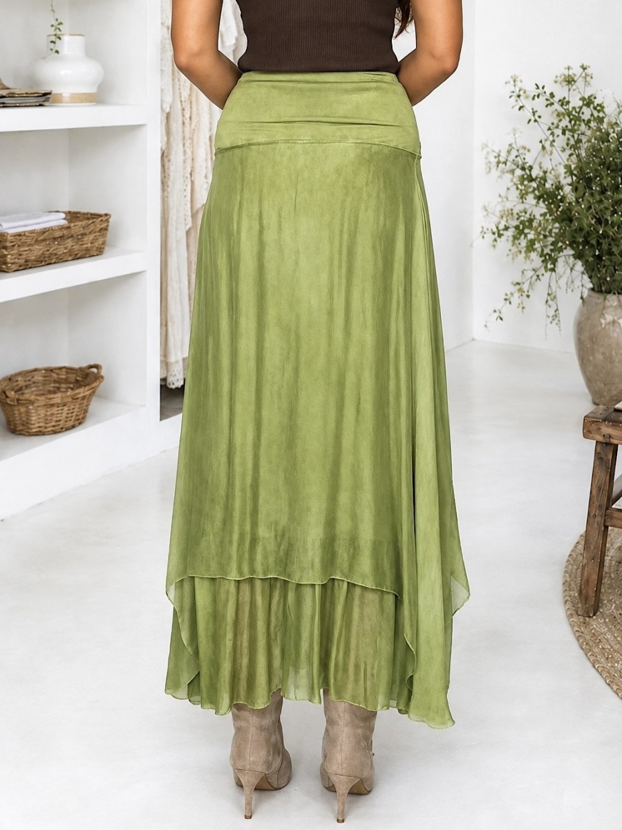 Falda Seda verde