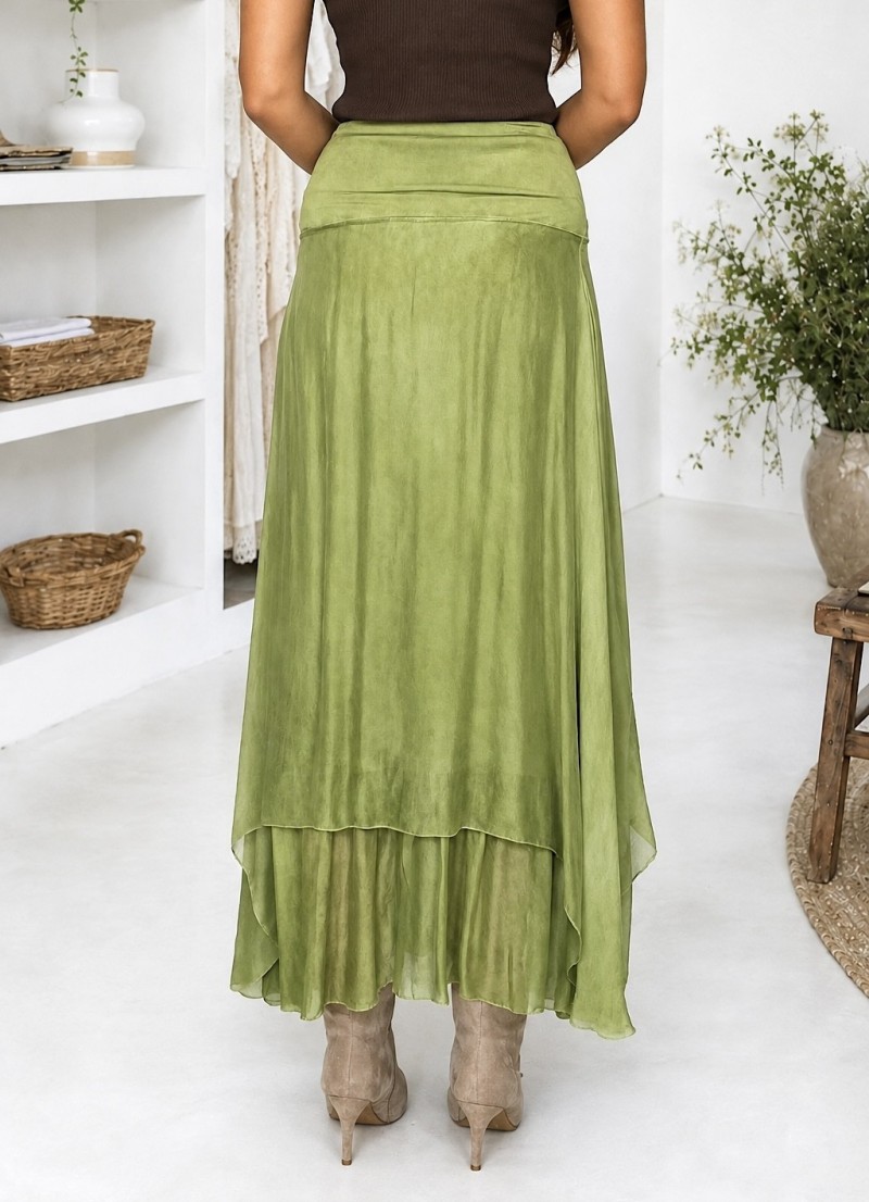 Falda Seda verde