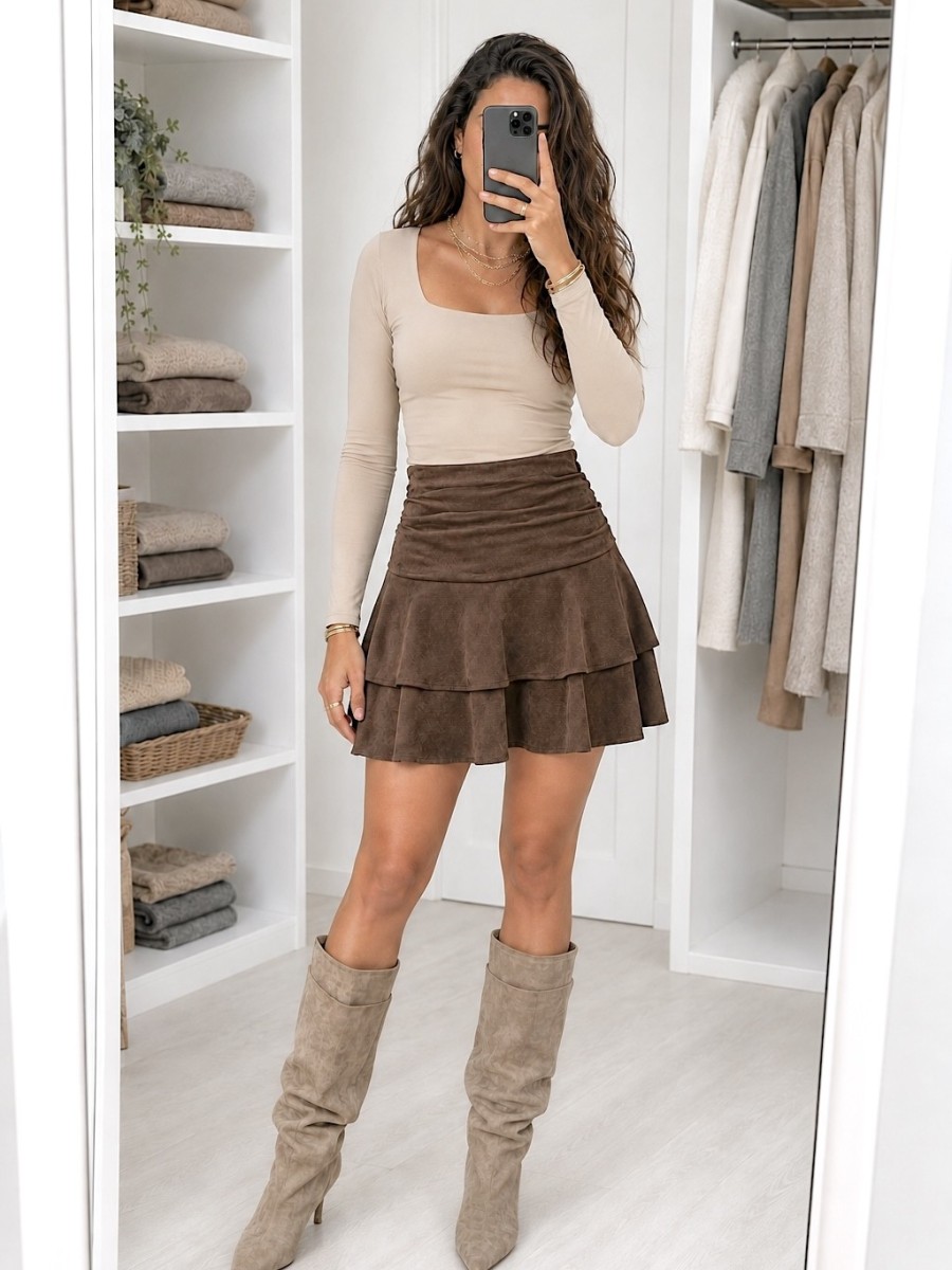 Falda pantalón Luma antelina marron