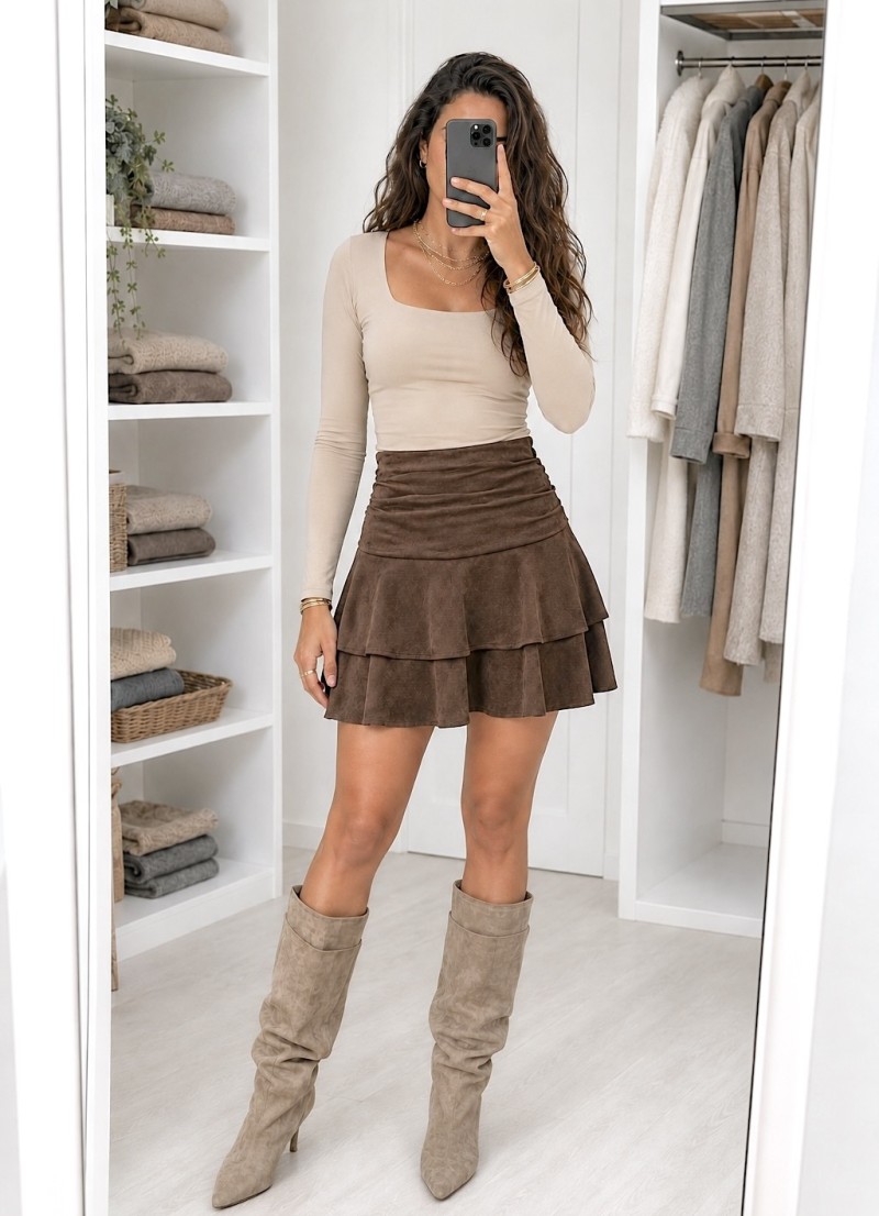 Falda pantalón Luma antelina marron