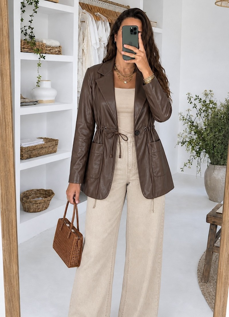 Chaqueta Nora polipiel marrón