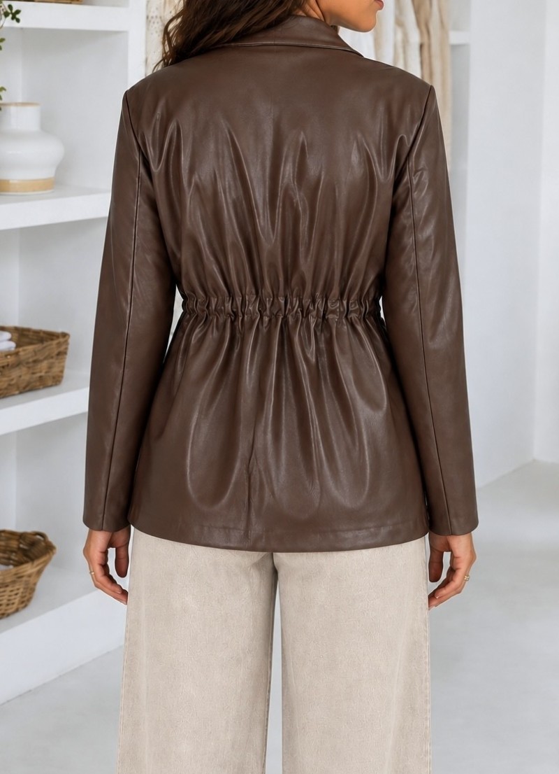 Chaqueta Nora polipiel marrón