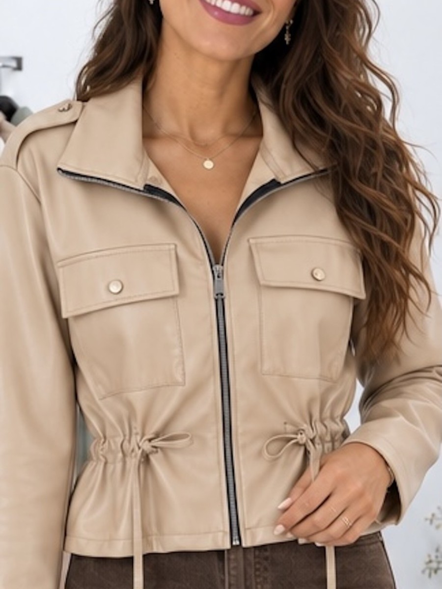 Chaqueta Alba polipiel beige