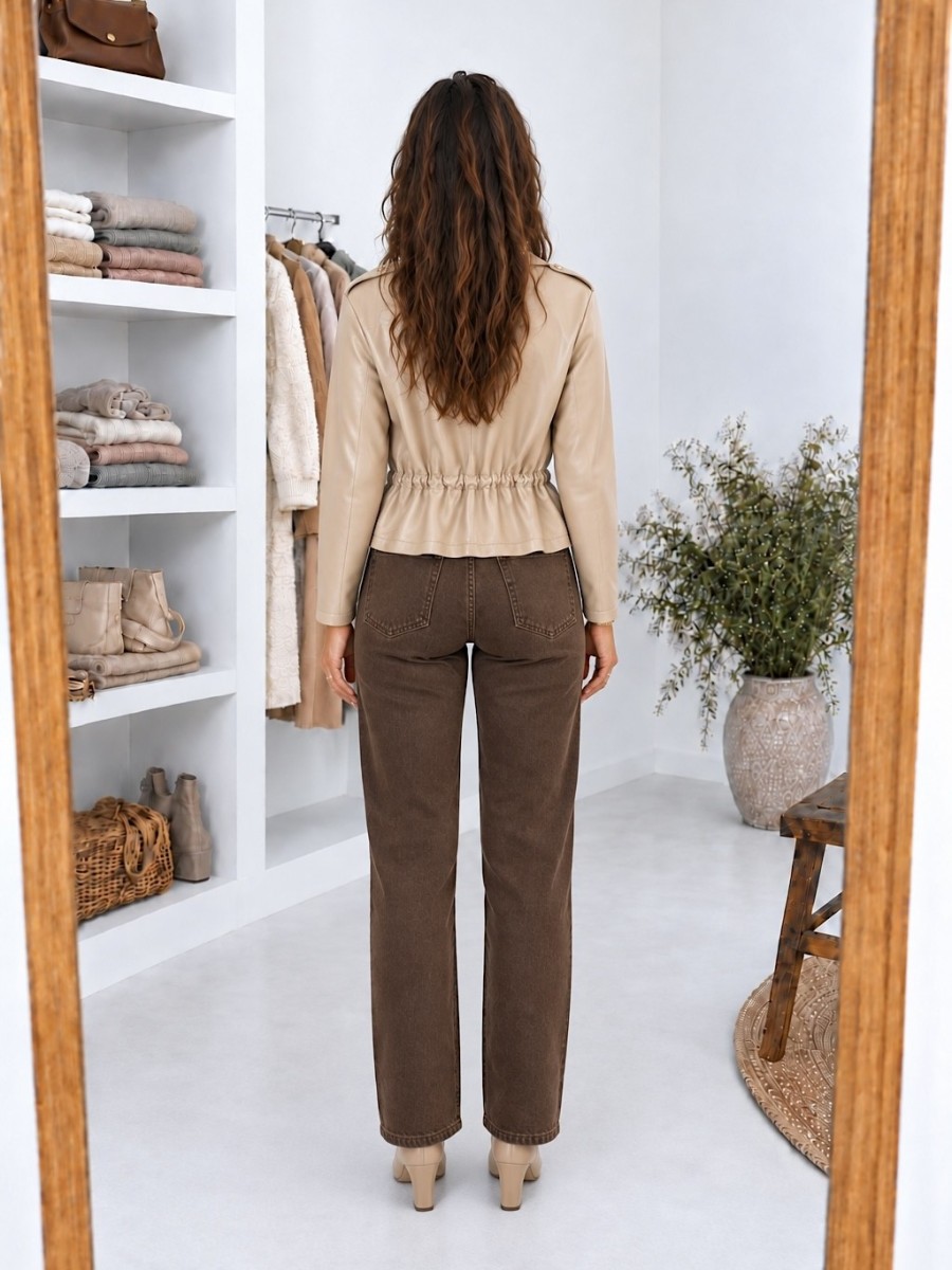Chaqueta Alba polipiel beige