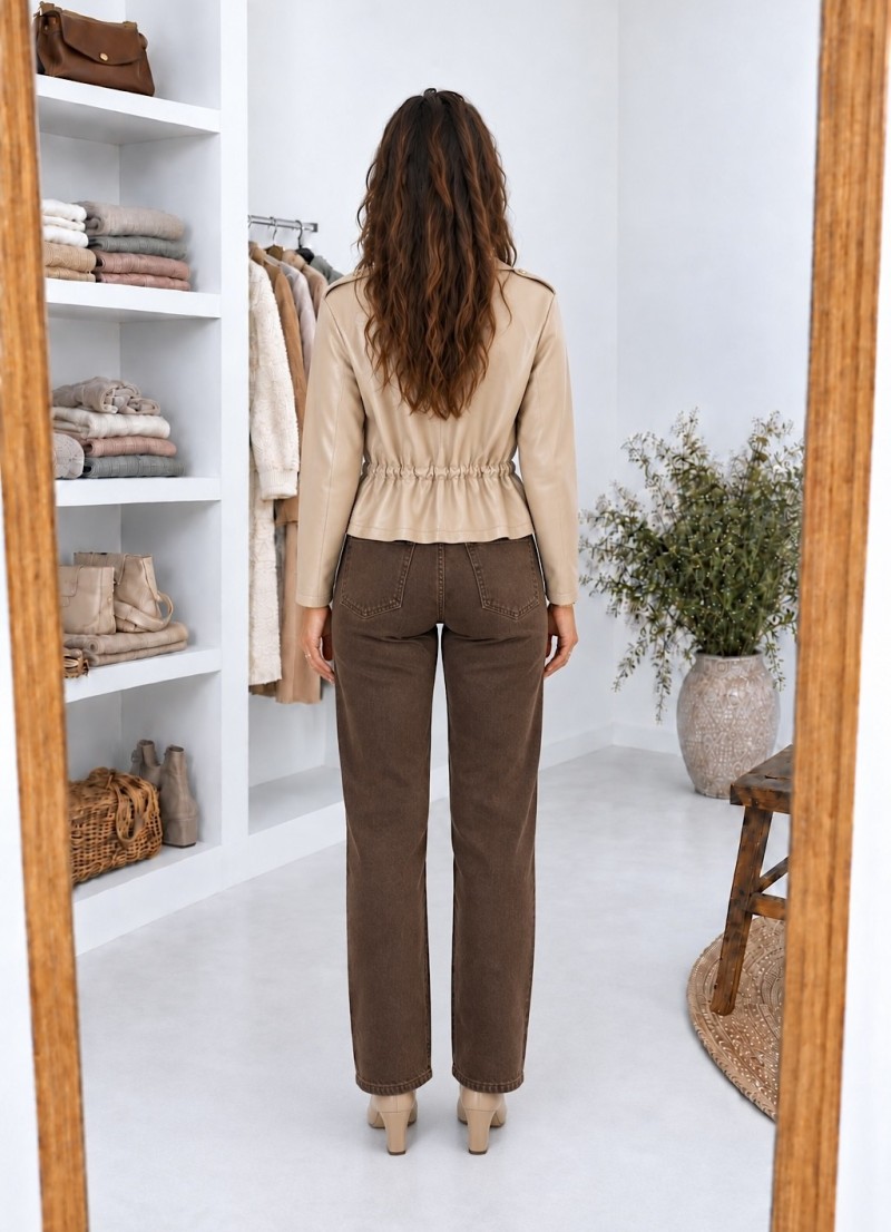 Chaqueta Alba polipiel beige