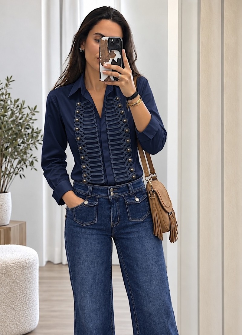 Blusa Ania azul marino