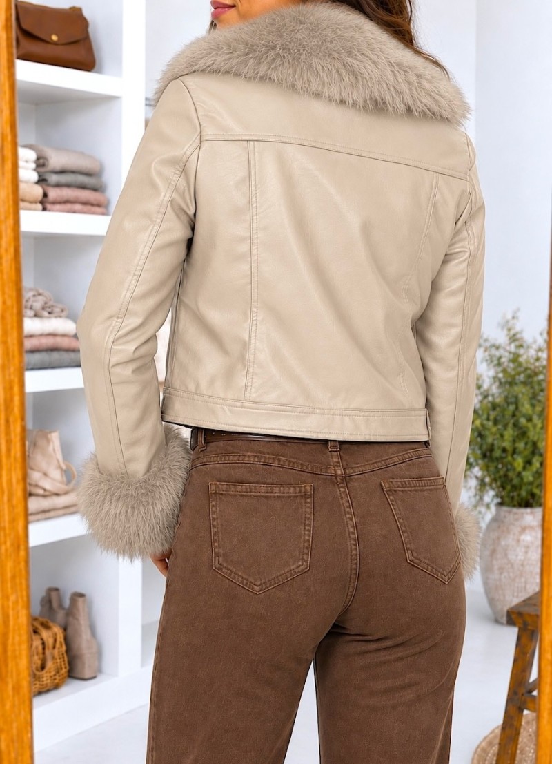 Cazador Mia beige con pelo desmontable
