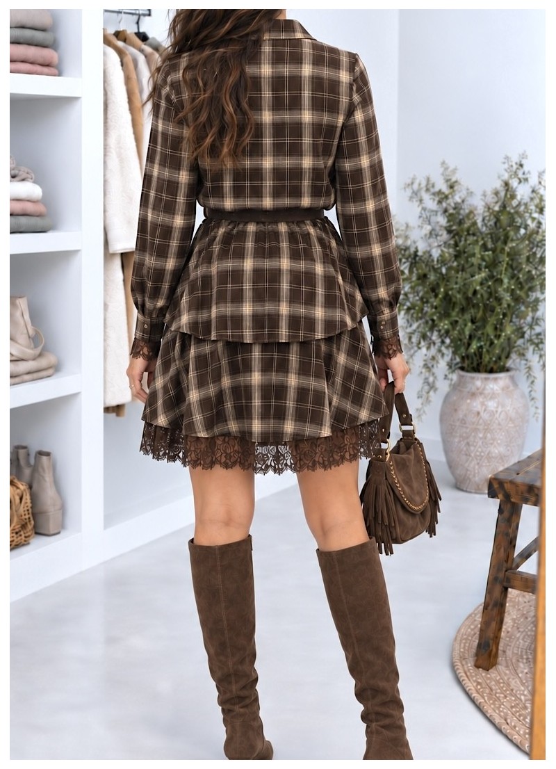 Vestido Lara cuadros con encaje