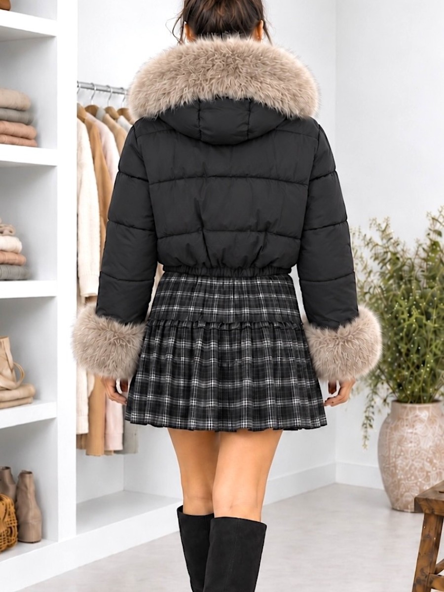 Chaqueta acolchada pelo desmontable negra