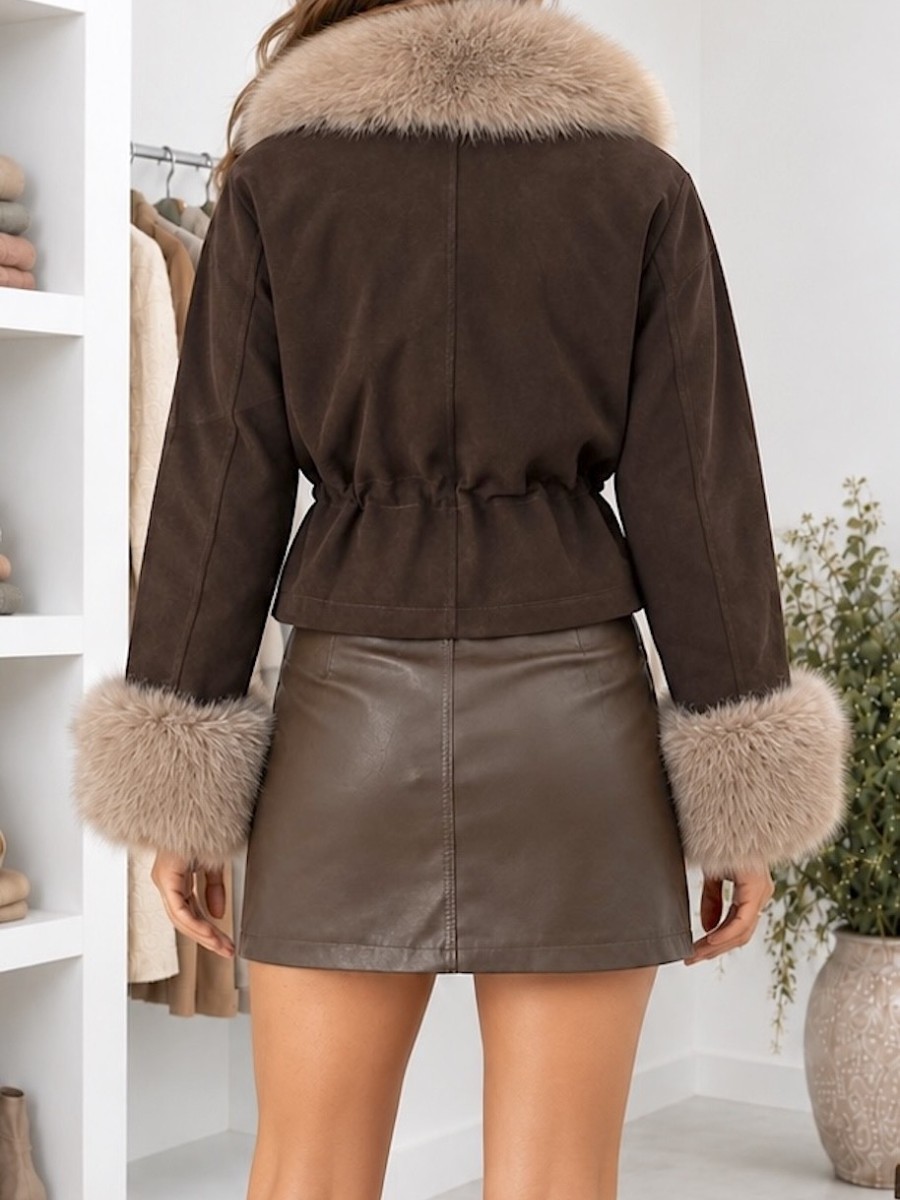 Chaqueta polipiel mate pelo desmontable