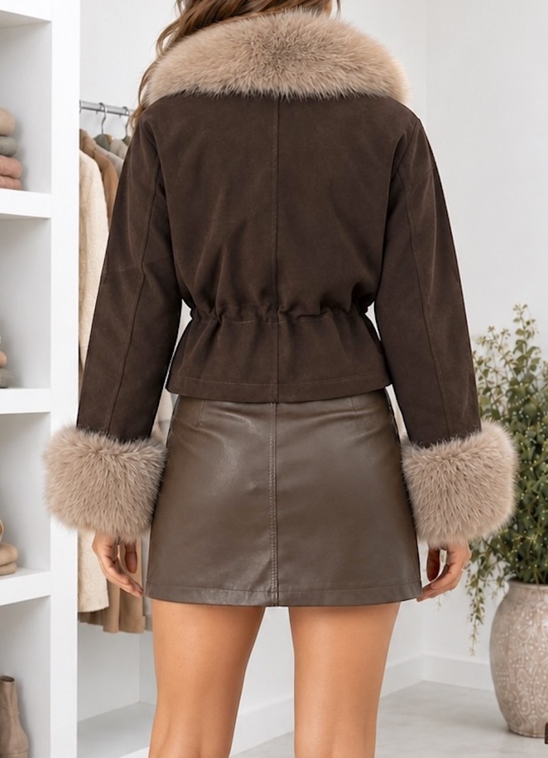 Chaqueta polipiel mate pelo desmontable