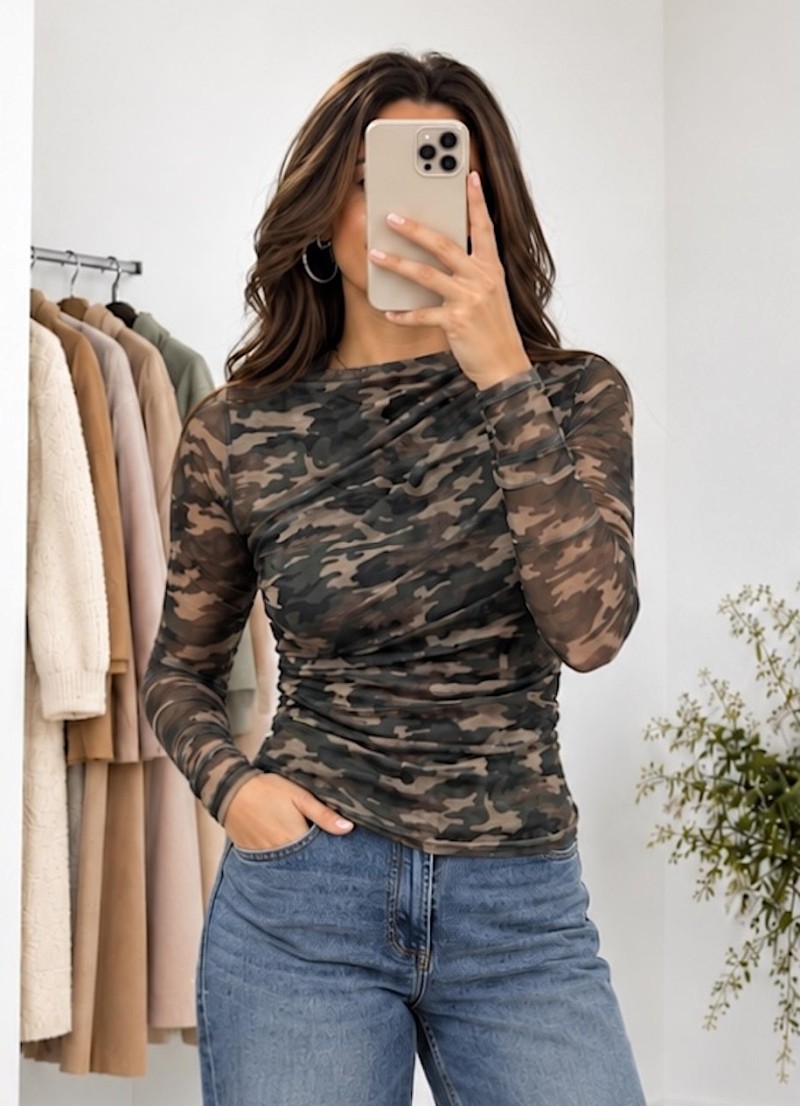 Top de gasa camuflaje