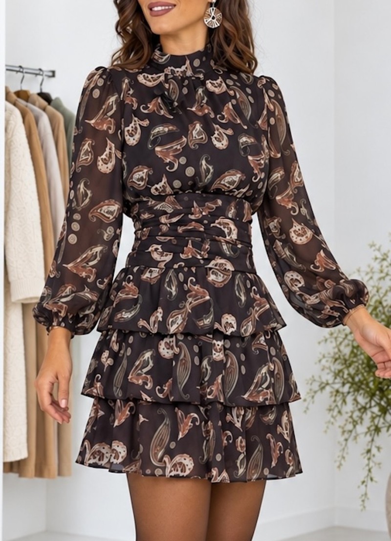 Vestido Nela cachemir fondo marrón